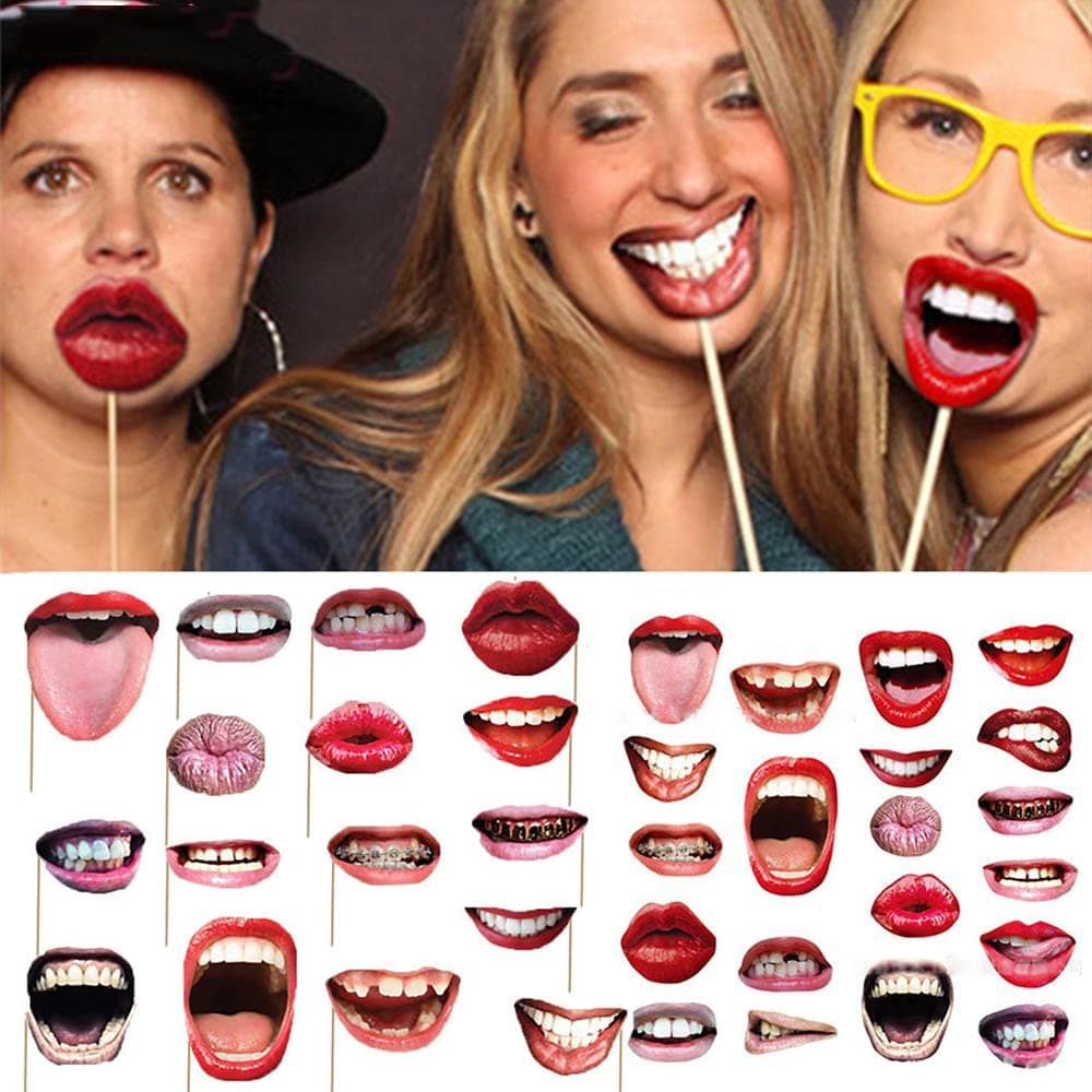20pcs Funny Lip Mouth Photobooth Props Wedding Decoration Funny Lip Photo Booth Birthday Party Decorations Adult Photo Props Valentines Day Party Decoration Supplies