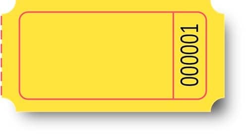 Premier Southern Ticket Single Roll Blank Tickets, 1 x 2 Inches, Yellow, Pack of 2000