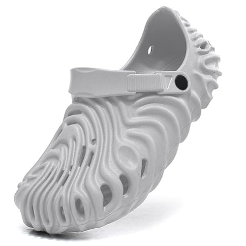 Kraasa Men's Lightweight Classic Clogs, Sandals with Adjustable Back Strap LightGrey UK 7