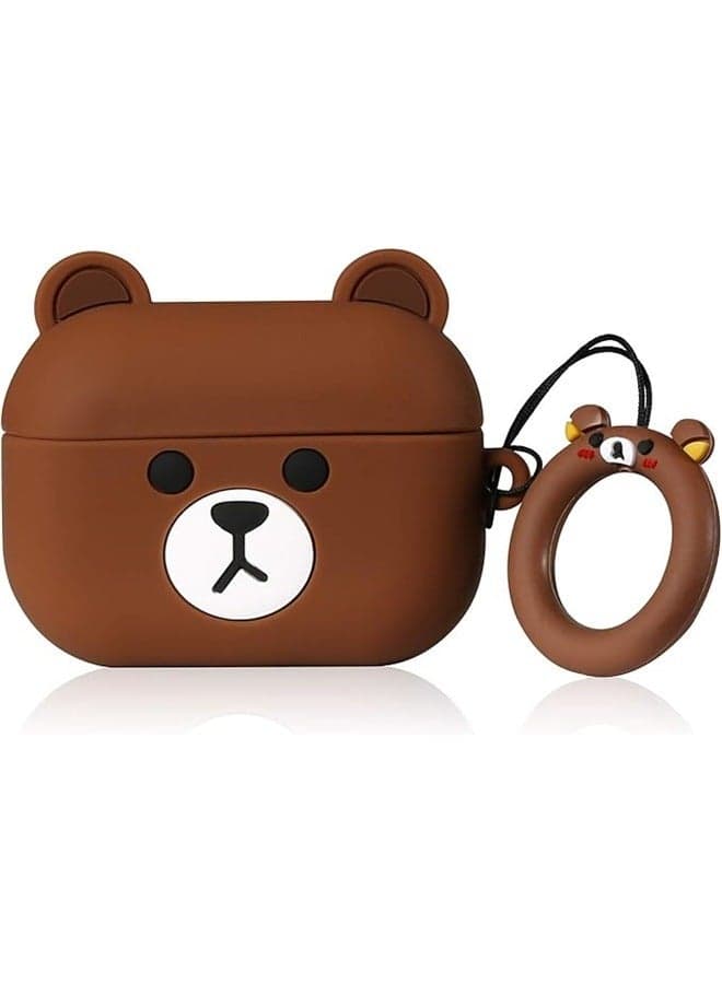 Cute Brown Bear Silicone Case Cover for Apple AirPods Pro 3D Animal Pattern Protective Funny Cartoon Design Compatible with Apple AirPods Pro