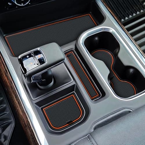 MOCHENT 7Pcs Center Console Liners for 2023 2024 2025 2026 Chevy Silverado/GMC Sierra 1500 & 2022 Refreshed 1500 Model, Premium Custom Non-Slip Cup Holder Mats Full Console w/Bucket Seats ONLY, Orange