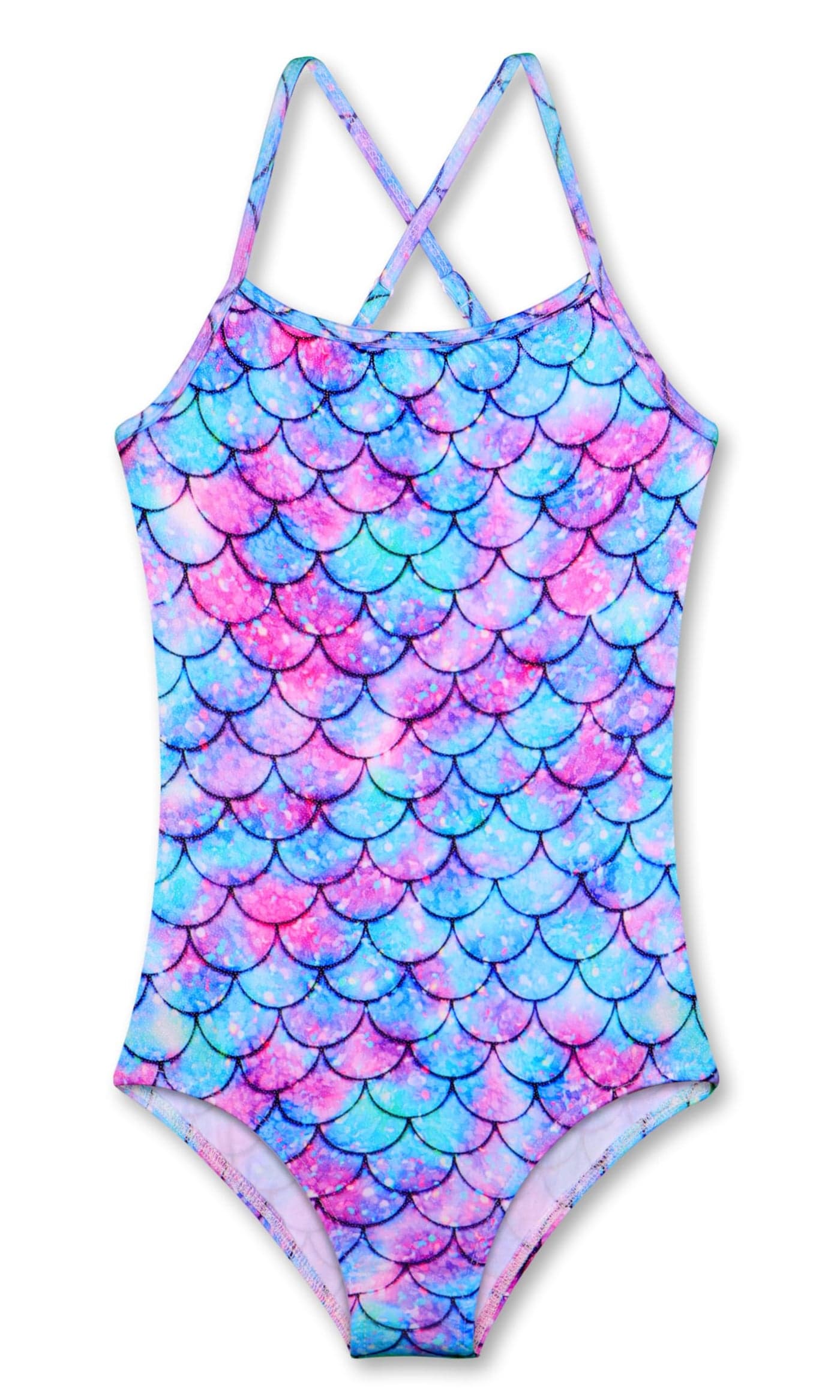 LUOUSE Girls Sparkle One Piece Swimsuits Quick Dry Racerback Hawaiian Beach Swimwear Bathing Suit with Adjustable Strap 5t - 6t