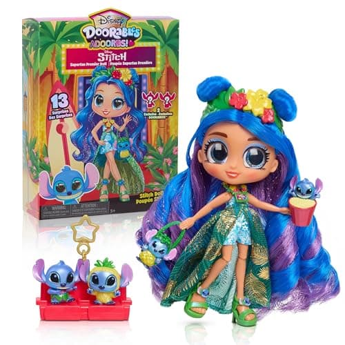 Disney Doorables ADOORBS Deluxe Stitch Superfan Doll 2 Exclusive Figures Movie Premiere UNbox 10 Mini Accessories Toy Gift for Collectors Fans Tweens Girls Kids 5 and Up by Just Play