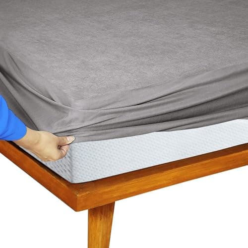 Feelme Mattress Protector King Size Bed Waterproof Mattress Cover Double Bed (78x72 Grey)