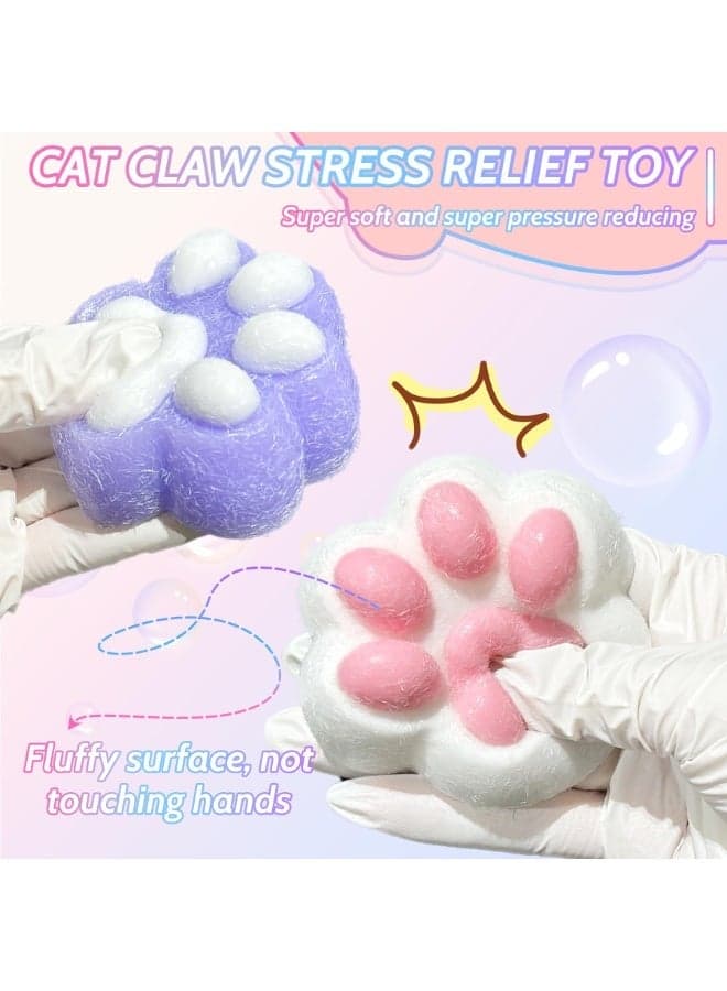 4Pcs Cat Paw Taba Squishy Stress Relief Toys, Cute Sensory Toys, Super Soft Squeeze Fidget Toys, Stretchy Elastic Cat Paws, Gift For Kids Adults, Portable Push Pop Stress Relief, 2.68x2.87 Inch