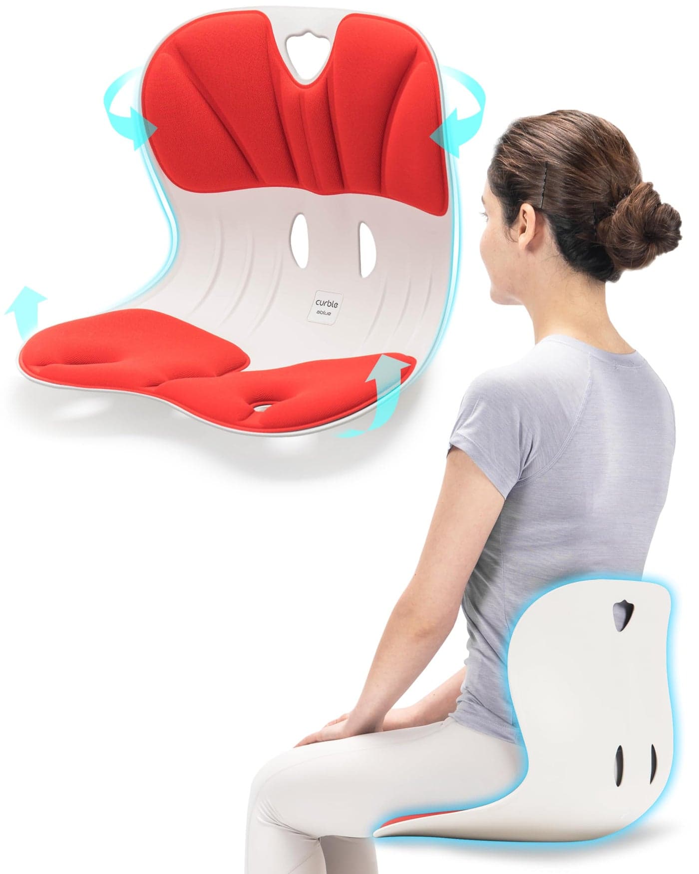 Curble WiderStandard Wide Ergonomic Lower Back Support Lumbar Support Back Posture Corrector for Low Back Pain Relief Perfect for Home Office Desk Chair and Floor Seat Patented Red