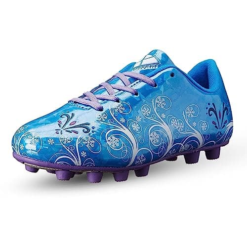 Vizari Frost Firm Ground Soccer Shoes for Youth | Graphic Football Shoes for Kids with Comfort & Padded Linings | Durable Cleats for Boys & Girls Perfect for Outdoor Play Blue/Purple