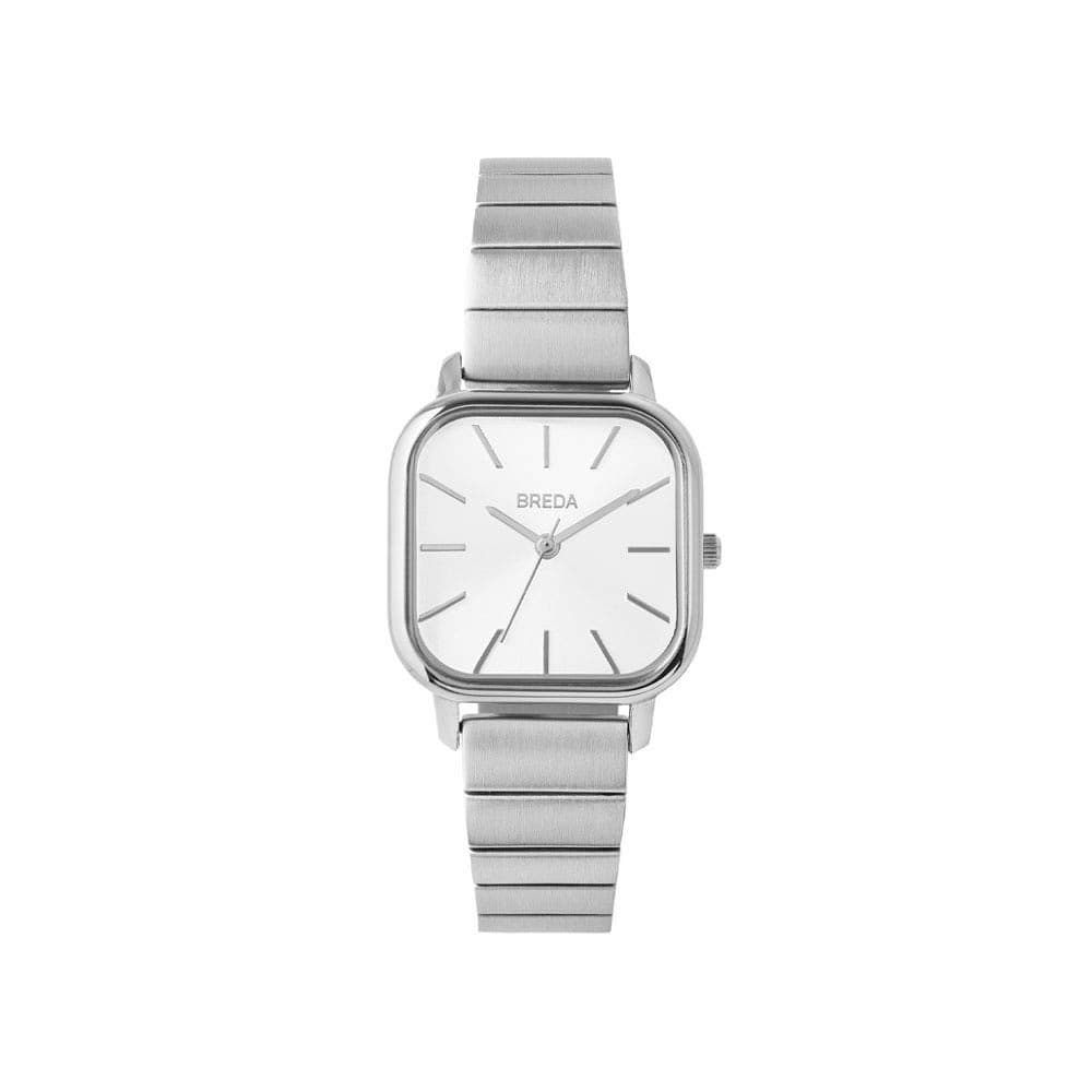 Breda Esther 1735c Square Silver Wrist Watch with Stainless Steel Bracelet, 26mm
