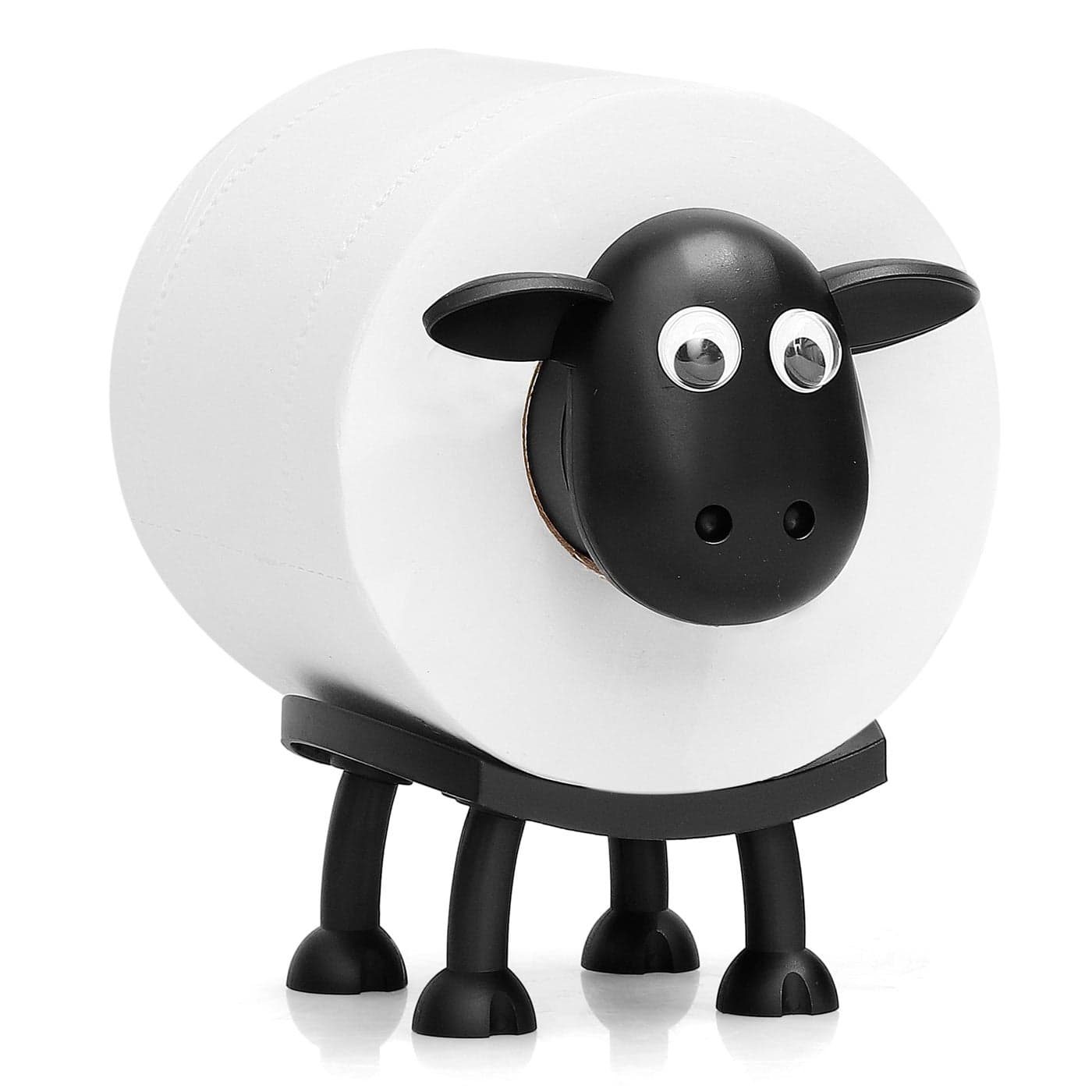 VELENTI Sheep Toilet Roll Holder Funny Toilet Paper Holder Free Standing Bathroom Set 3D Printed Black Sheep Loo Roll Holder Hilarious Tissue Paper Roll Storage Cute Bathroom Decor Set of 1