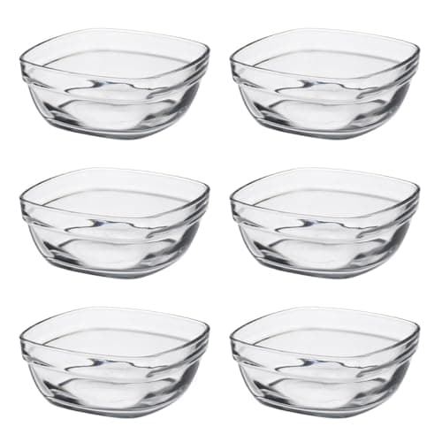 WRINGO Glass Bowl for Kitchen Prep, Dessert, Dips, and Candy Dishes, Cake, Snack Bowl Set of 6 Or Nut Bowl, and Microwave Safe Clear Glass Bowls for Mixing, Storing Size 4.5 Inch