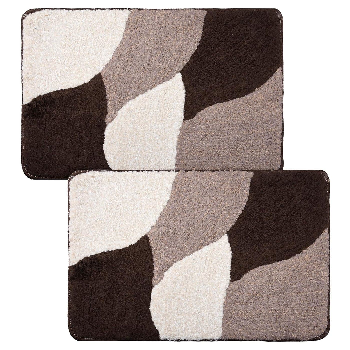 smiry Pack of 2 16x24 Soft AntiSkid Doormat for Bathroom Aesthetic Paydan for Home Water Absorbing Mat for Kitchen Bath Mats for Bathing Area Checks Brown Beige
