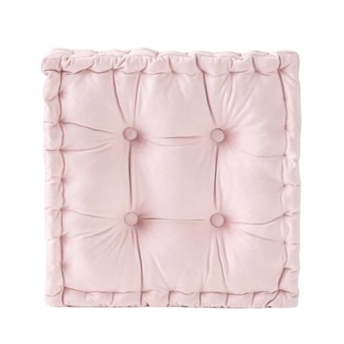 vctops Chair Cushion for Dining Chair, Soft Velvet Square Seat Cushion with Ties Cozy Indoor Chair Pad Cushion for Office Kitchen Dining Room (Pink,16"x16")