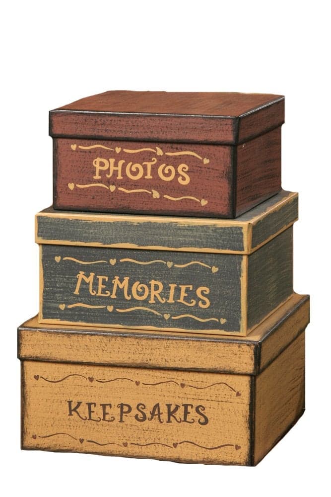 Your Hearts Delight Square Photos Memories Keepsakes Nesting Boxes 1212 by 9Inch Set of 3