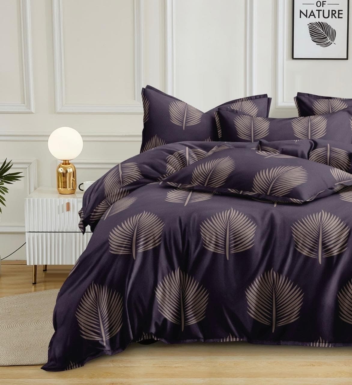 Furnistitchs Luxurious Cotton Blend Duvet Cover Comforter Cover Quilt Cover Razai Dohar Blanket Covers for Single Bed with Zipper Closure (60x90 inches, Purple Ferns)