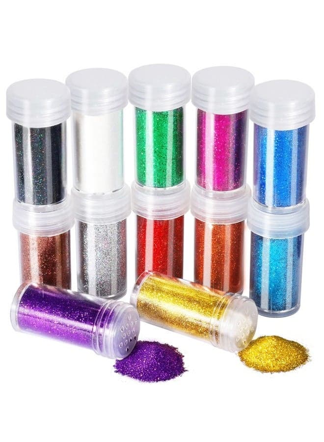 12 Pieces Fine Glitter, 12 Colors 10g Glitter Shake Jar Set, Extra Fine Glitter Powder for Arts, Crafts, Slime Making, Painting, Decoration, Body Face Makeup, Nail Art, Pigment