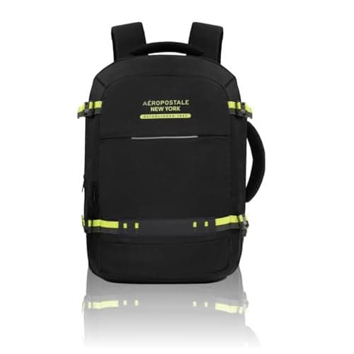 Aeropostale Laptop Backpack Ohio - Black | Bag for Travel | Versatile 3-Compartment Laptop Backpack with 360-Degree Opening | Trolley Strap, and Hidden Security Pocket