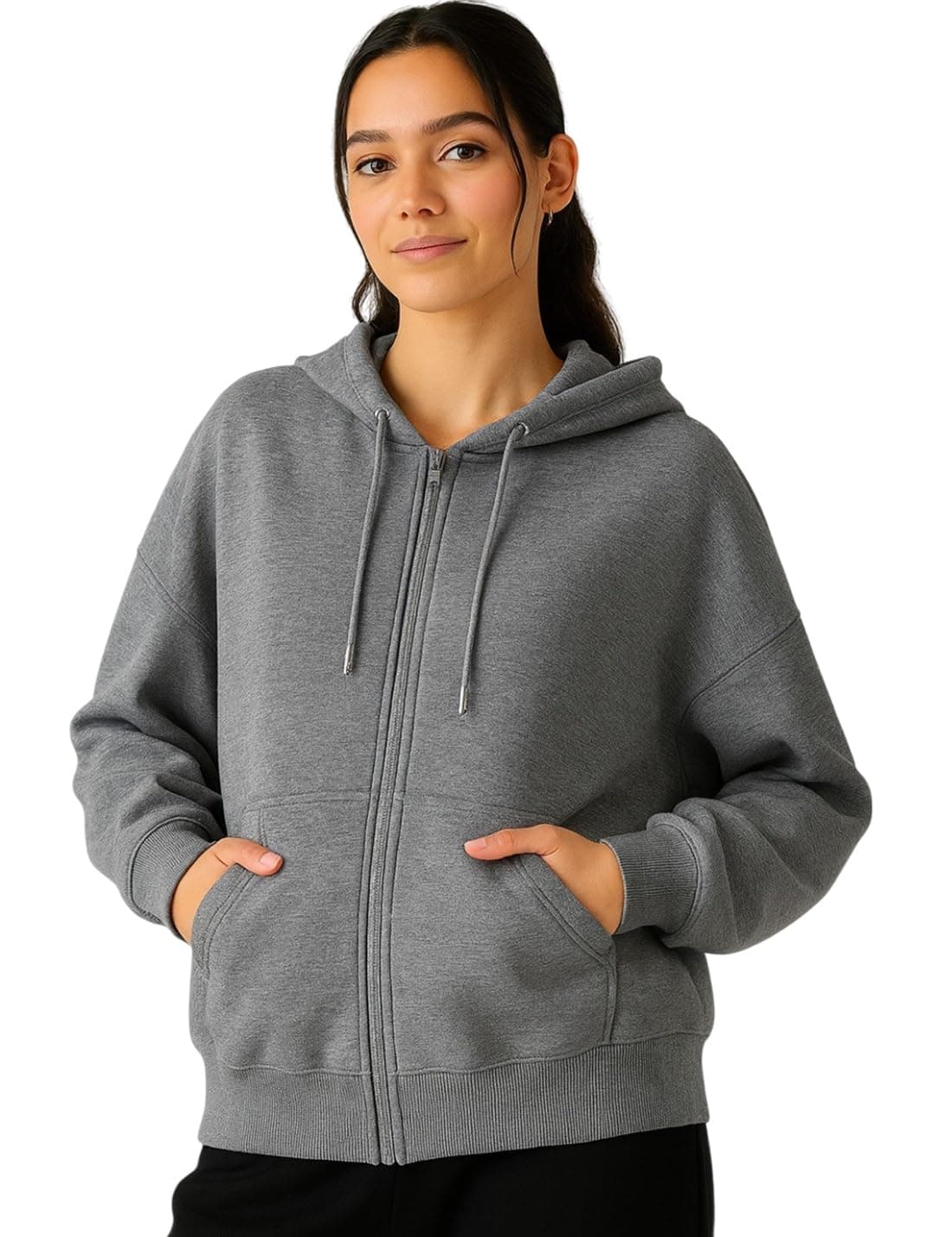 ADBUCKS Women's Oversized Winter Jacket Sweatshirts Casual Drawstring Clothes Zip Up Hoodie with Front Pocket Ii Womens Hoodies Ii (in, Alpha, 5XL, Dark Grey)