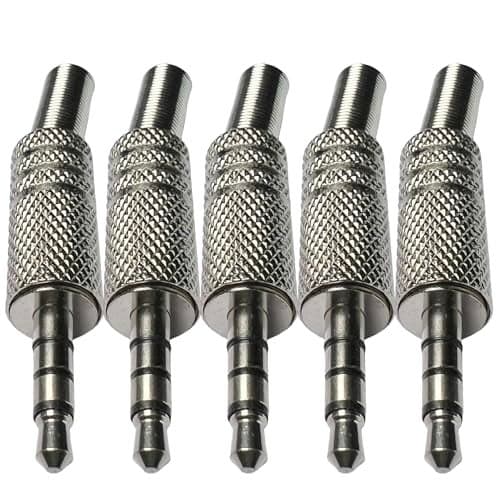 CESS 3.5mm 4-Pole TRRS Male Construction Plug Repair Headphone Jack Audio Soldering (5 Pack)