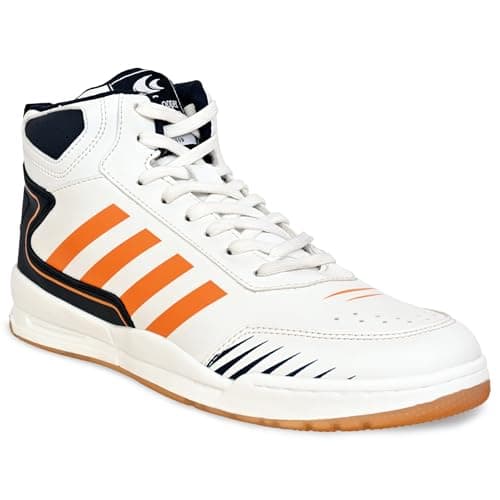 Allen Cooper Ankle Sneaker Shoes for Men(241205W-7) White-Orange