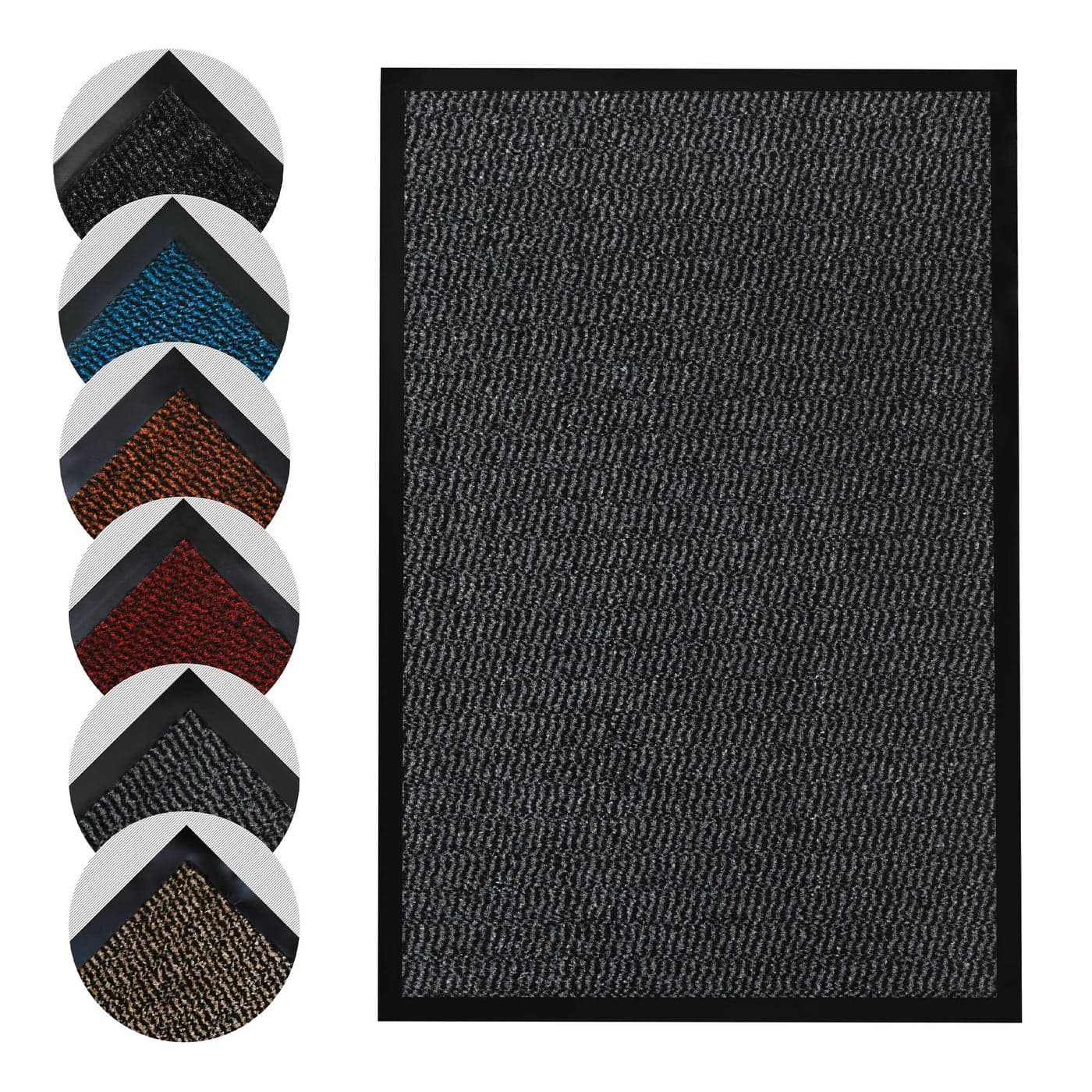 Homatz Large Door Mat Indoor Outdoor Grey 60x90cm Heavy Duty Floor Mat Non Slip Rubber Back Door Mats Indoor Dirt Trapper Super Absorbent Doormats Washable Rug Barrier Mat