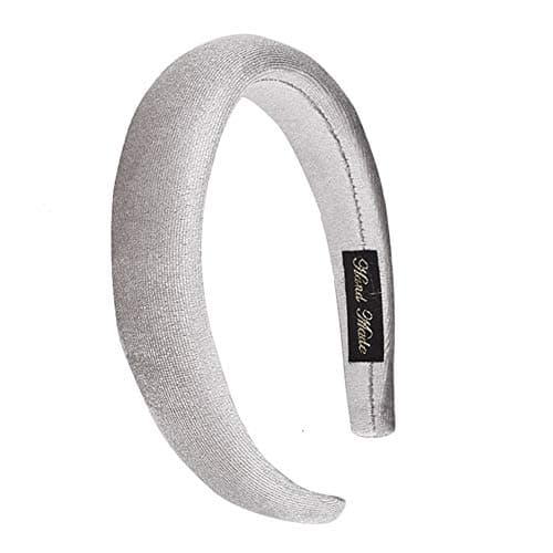 FXQHAN Padded Headbands Velvet Headband Puffy Sponge Thick Headbands Vintage Wide Headband for Women (Grey)