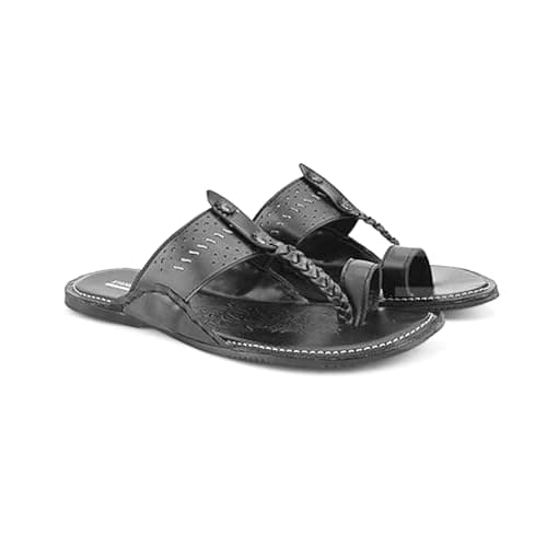 STANPHORD Men's Kolhapuri Thong Slippers, Ethnic Stylish Fancy Comfortable Sandal for Men, Slip-Ons for Daily & Ocassionally Wear Faux Leather Chappals for Man - 8 UK (TPMN 30006)