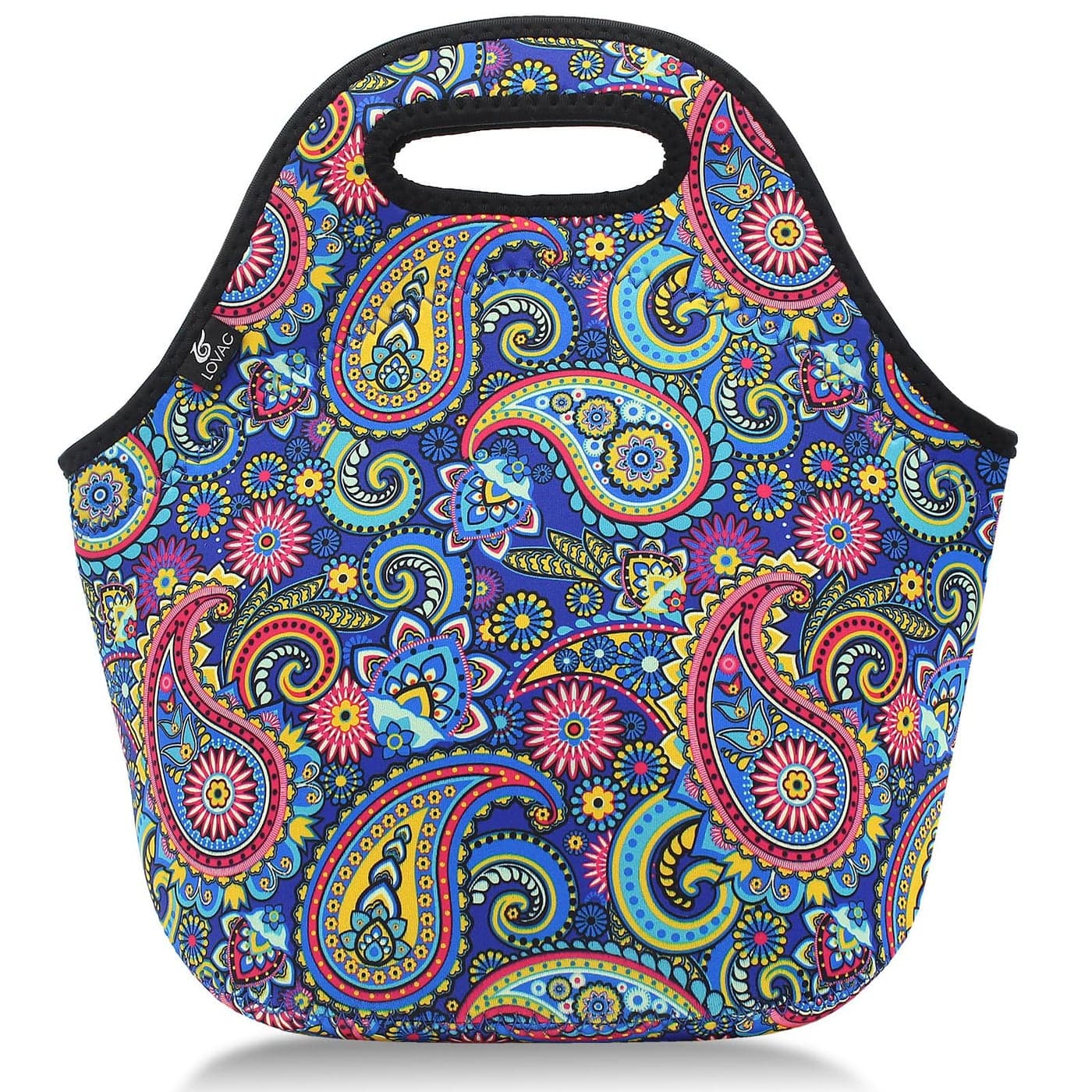 LOVAC Neoprene Lunch Bag Thick Insulated Lunch Bag Durable Waterproof Lunch Tote With Zipper For Outdoor Travel WorkRetro2