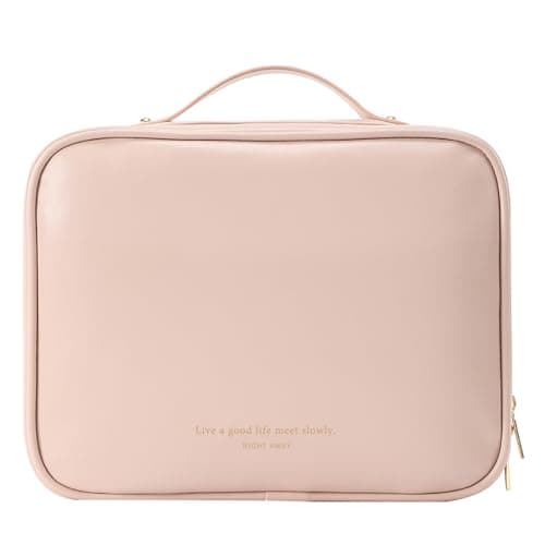 RIGHT AWAY Travel Toiletry Bag for Women, Makeup Bag& Cases, Waterproof Makeup Organizer Cosmetic Bag with Compartments,Portable Make Up Bag for Travel Size Toiletries,Skincare,Brushes Set,Pink