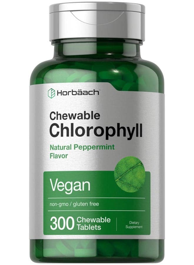 Chlorophyll Pills | 300 Chewable Tablets | Natural Peppermint Flavor | Vegan, Non-GMO & Gluten Free Supplement