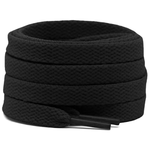 DELELE 2 Pair 79 inch Flat Shoe laces 5/16" Wide Shoelaces for Athletic Running Sneakers Shoes Boot Strings Black