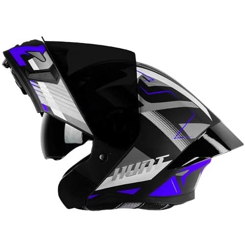 Steelbird SBA-20 Hunt ISI Certified Flip-Up Graphic Helmet for Men and Women with Inner Smoke Sun Shield (X-Large 620 MM, Matt Black Orange with Black Spoiler and Smoke Visor)