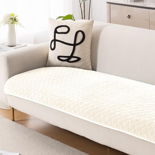 HOKIPO 'Diamond Plush' Premium Quilted Anti Slip Sofa Cover Mats for L Shape and 1/2/3 Seater Sofa. Make Your Own Sofa Cover Set, 70(D) x 240(L) cm, Cream (AR-5902-CRM)