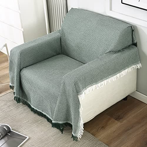 HOKIPO Polycotton Thick And Soft Sofa Throw Cover 1 Seater, 180 (D) X 180 (L) Cm (Ar-4638-N2), Green