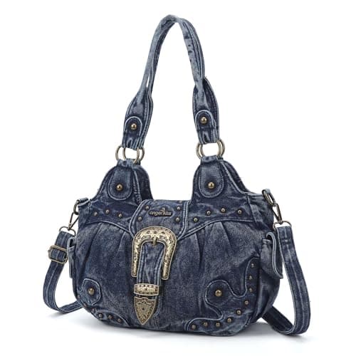 Angel Kiss Hobo Bags for Women Vegan Leather Purses and Handbags Ladies Chic Shoulder Bags Crossbody Purses with Metal Studs