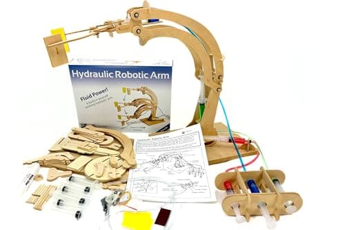 PATHFINDERS STEM Kit Hydraulic Robotic Arm Wooden Building Kit for Kids Ages 812 Mechanical Engineering Toy HandsOn STEM Project for Boys Girls