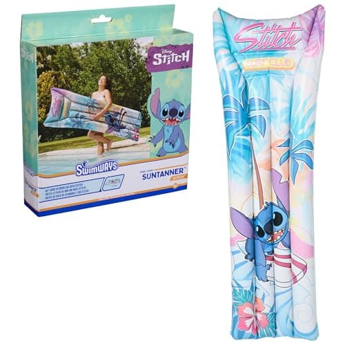 SwimWays Stitch Suntanner Pool Float Inflatable Pool Floats Kids Pool Toys Swimming Pool Accessories Beach Essentials for Teens Aged 14 Up