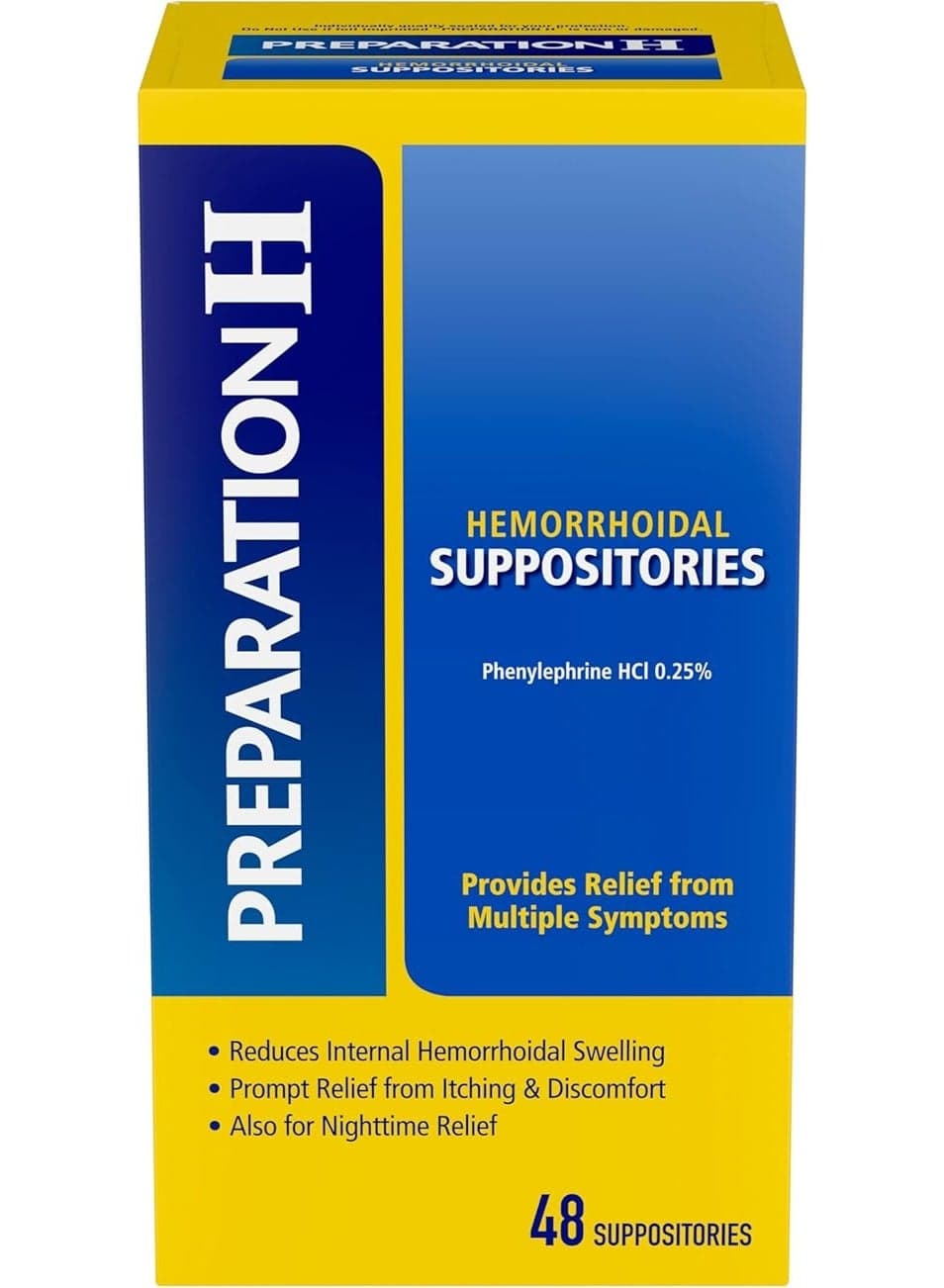 PREPARATION H Hemorrhoid Symptom Treatment Suppositories, Burning, Itching and Discomfort Relief (48 Count)