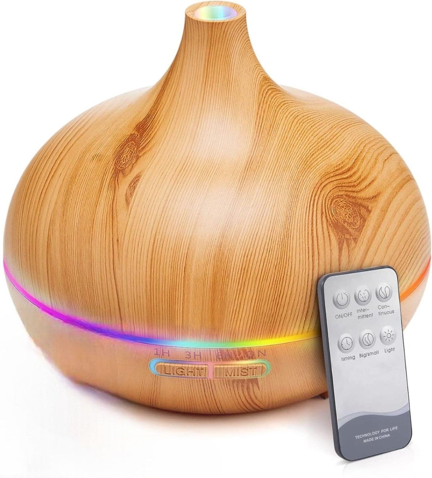 Inditradition Aromatherapy Humidifier Diffuser for Home | Ultrasonic Essential Oil Aroma Diffuser for Home (with Multi-Colour LED, 6 Inches Long, 550ml Tank) - Wooden Oak Brown