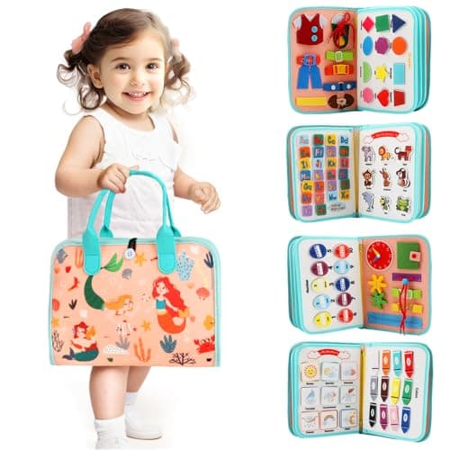 Teefrye Toddler Busy Board Montessori Toys for Toddlers 13 Year Old Educational Activity Book Board Sensory Travel Toys Ages 35 Preschool Learning Fine Motor Skills Toy Quiet Book Gift for Kids