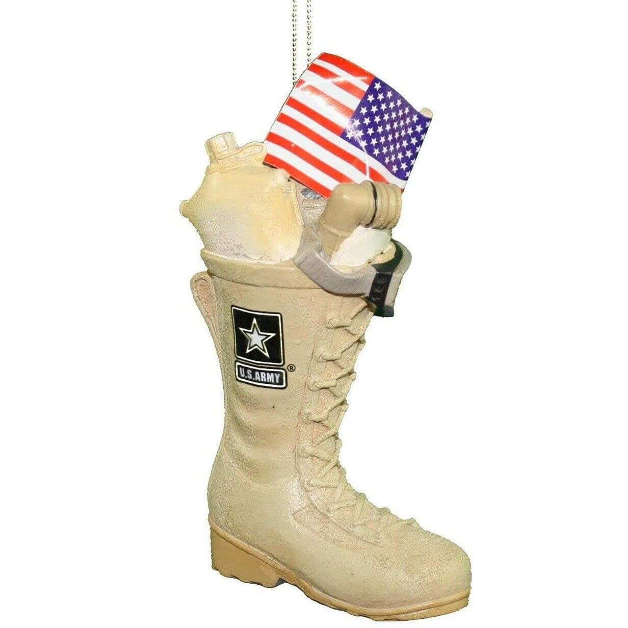 US Army Boot With USA Flag and Icons Ornamentfor Christmas