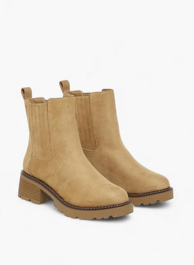 Women'S Solid Chelsea Boots With Block Heels