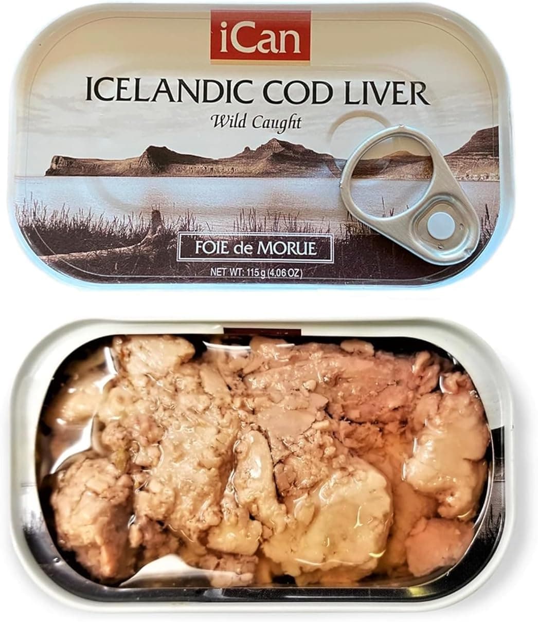 iCan Icelandic Cod Liver - Wild Caught Canned Fish, 4.27oz Pack of 4
