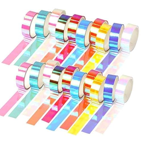 Phantomon Holographic Washi Tape Craft Tape Set 20 Roll Wide Decorative Rainbow Tape for Art Scrapbook Solid Wash Tape Kids Tape Assorted