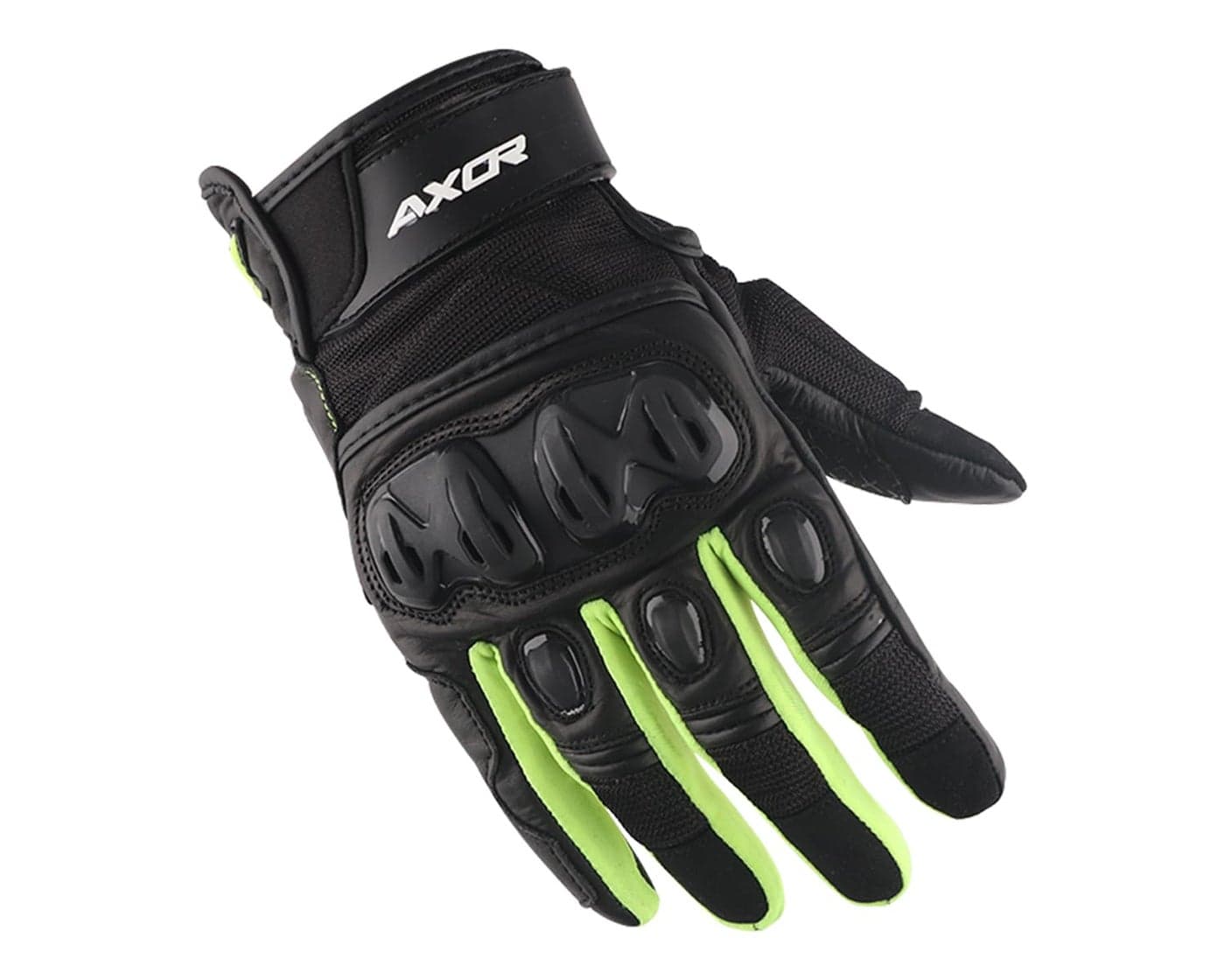 Axor Viper Riding Gloves,Touch Screen Compatible, & Visor Wiper Fingertips-Premium Bike Gloves Black Neon Green-XL
