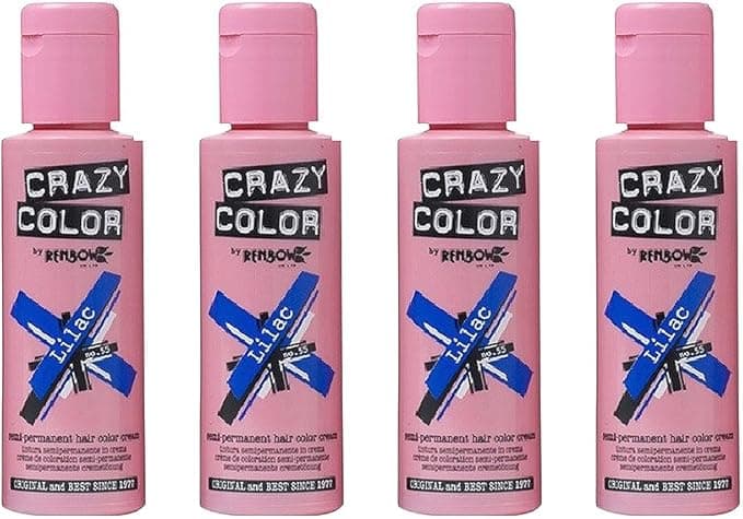 Crazy Colour Semi Permanent Hair Dye By Renbow Lilac No55 100ml Box of 4