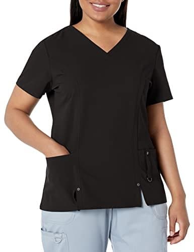 Dickies Womens Xtreme Stretch V-Neck Medical Scrubs Shirts, Black, X-Small US