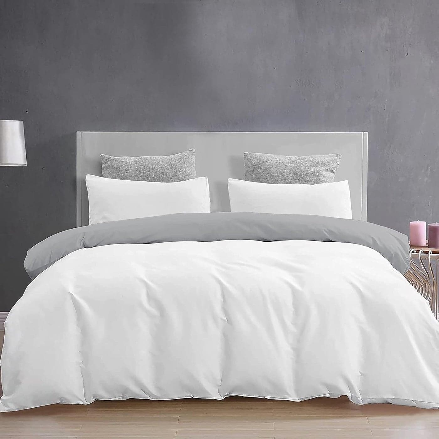 YRM Beddings 3 Pieces Duvet Cover Setr 100 Brushed Microfiber Reversibles with Zipper Closure Duvet Cover 61X91 Inches and 2 Pillow Cover 18X28 Inches Single SizeSilverWhite