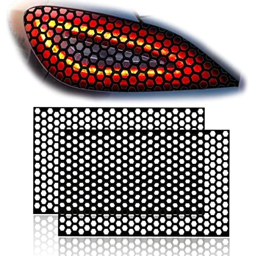 2Pcs Universal Car Rear Tail Light Lamp Stickers Honeycomb Type Decal,Car DIY Self Adhesive Tint Film Sheet for Car Rear Tail Light Headlamp Taillight Cover Trim18.89'' x 11.81''(Black)