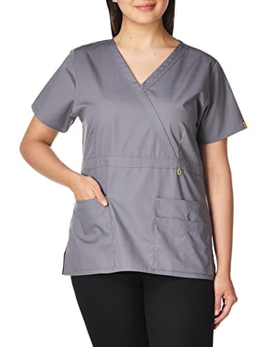 WonderWink Women's Peek-A-Boo Top, Pewter, Small