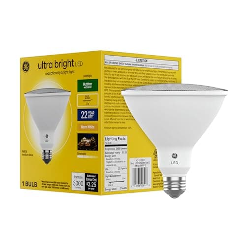 GE Ultra Bright LED Light Bulbs, Outdoor Floodlight Bulb, Wet Rated, Warm White (1 Pack), 32 watts